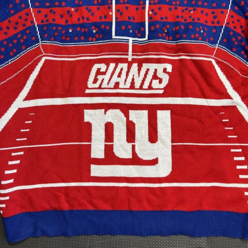 New York Giants NFL Sweater Sz XXL 2XL LED Light Up Christmas Ugly Pullover‎